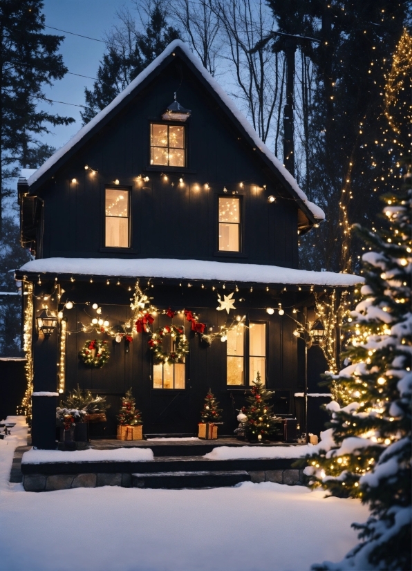 Plant, Window, Snow, Building, Light, Sky