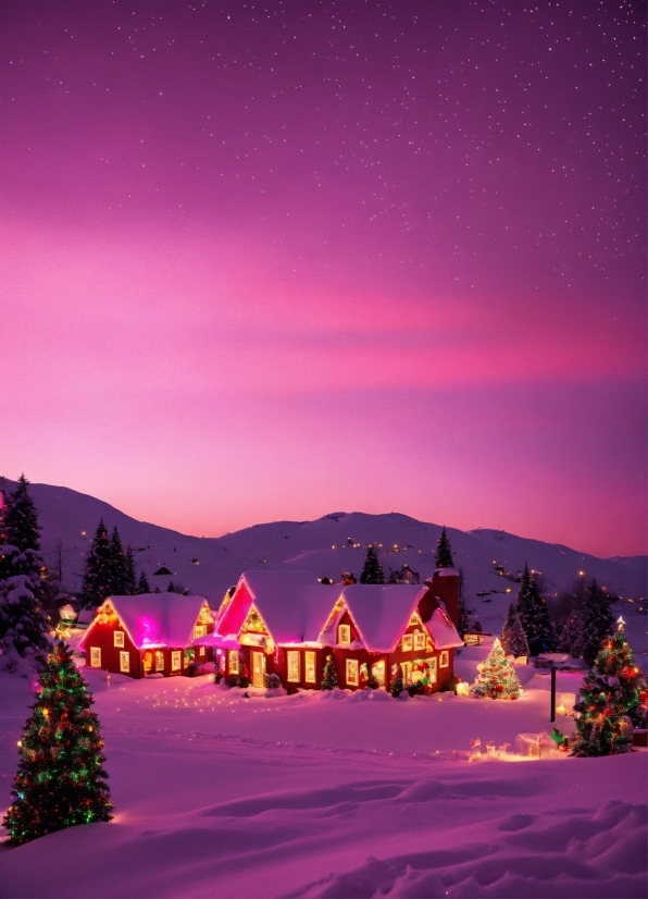 Sky, Purple, Nature, Natural Landscape, Snow, Plant