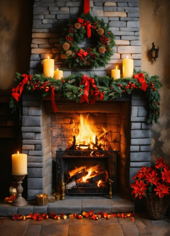 Plant, Orange, Hearth, Wood, Tree, Living Room