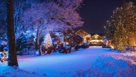 Blue, Snow, Tree, Plant, Freezing, Christmas Decoration