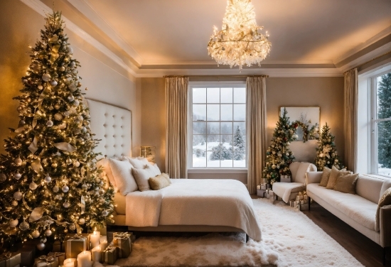 Christmas Tree, Furniture, Property, Window, Decoration, Wood