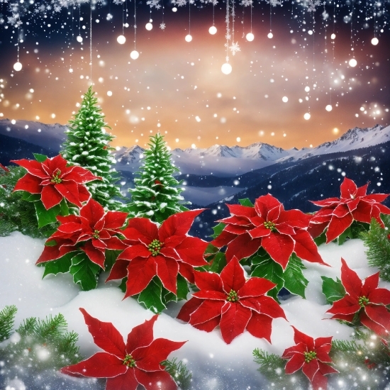 Plant, Flower, Sky, Light, Nature, Christmas Tree