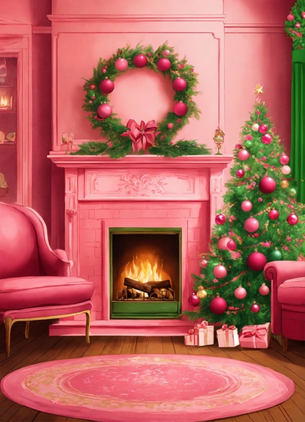 Christmas Tree, Property, Light, Green, Hearth, Lighting