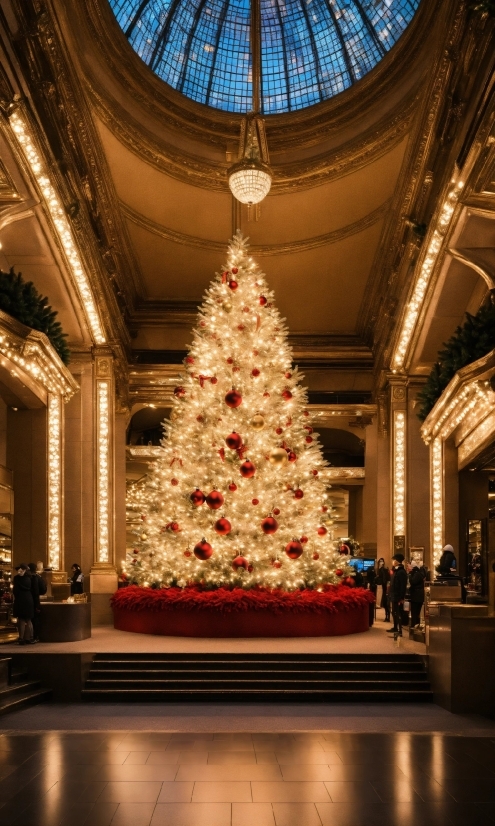 Christmas Tree, Christmas Ornament, Light, Building, World, Blue