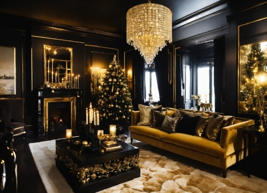 Property, Decoration, Couch, Christmas Tree, Lighting, Interior Design