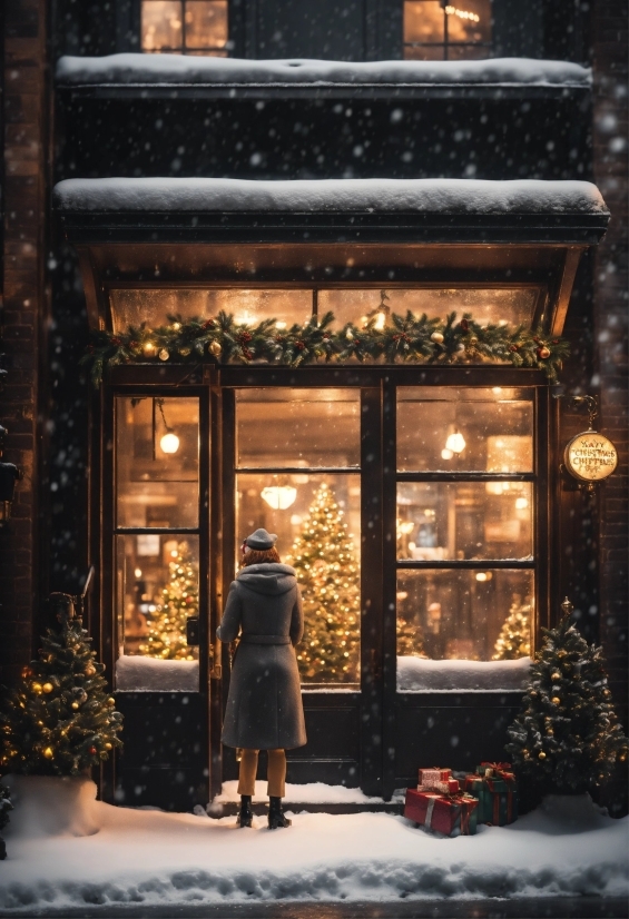 Plant, Photograph, Snow, Window, Branch, Door