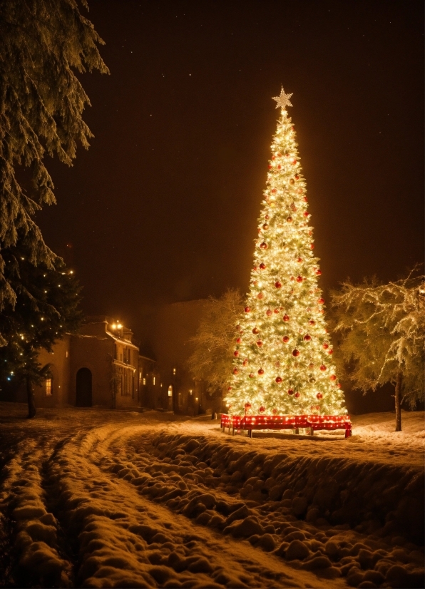 Christmas Tree, Sky, Plant, Tree, Branch, Electricity