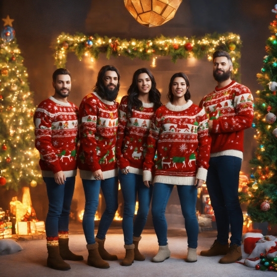 Smile, Christmas Tree, Christmas Ornament, Light, Lighting, Social Group