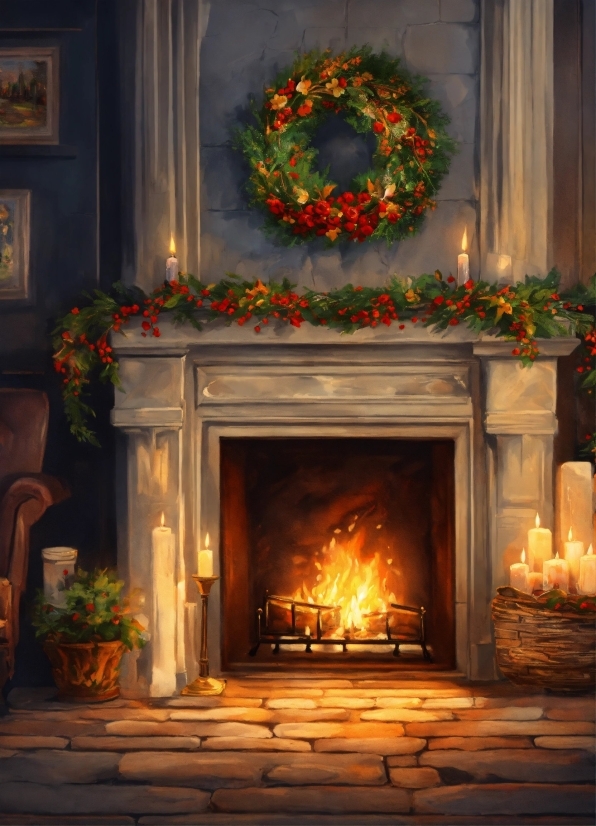 Property, Orange, Plant, Flowerpot, Hearth, Wood