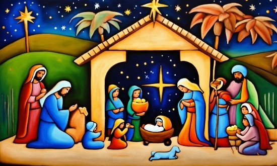 Vertebrate, World, Organism, Nativity Scene, Art, Cartoon