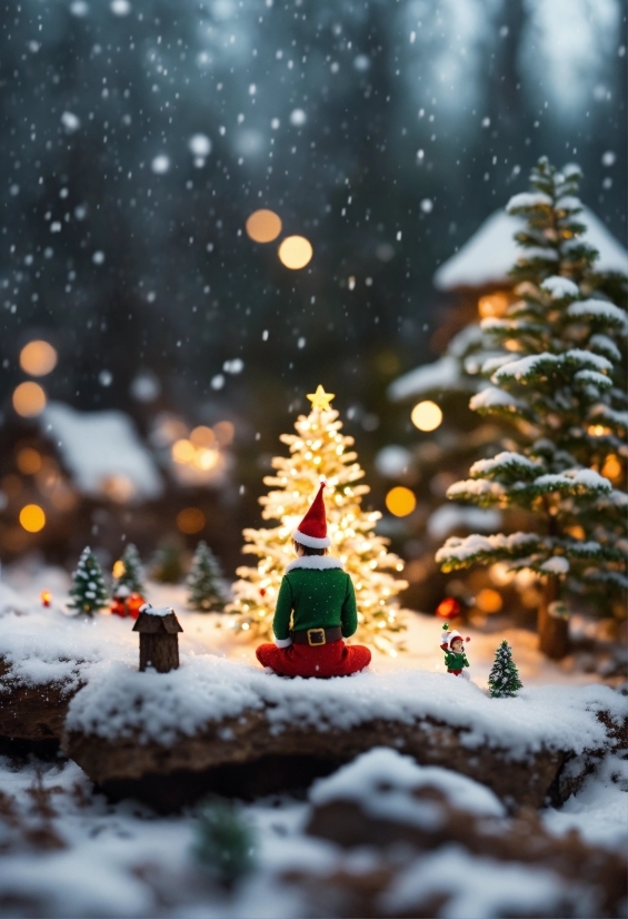 Christmas Tree, Snow, Plant, Sky, Window, Tree