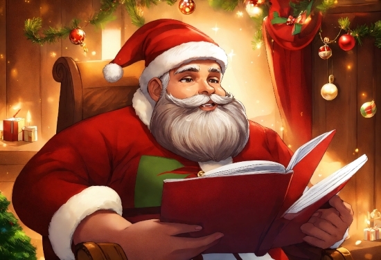 Facial Expression, Beard, Happy, Lap, Santa Claus, Christmas