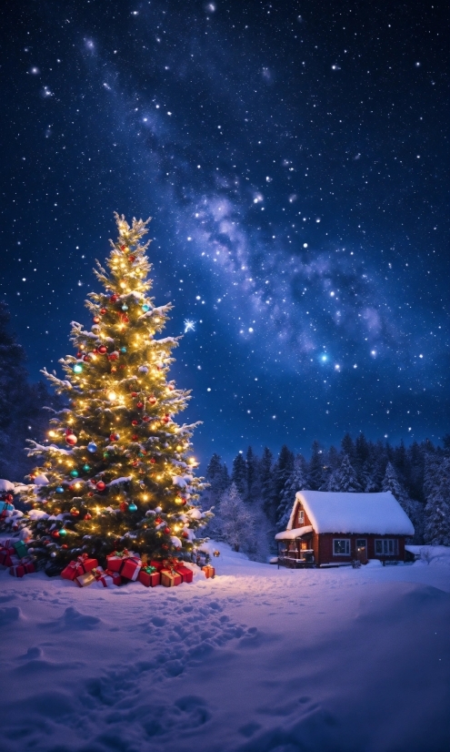 Sky, Atmosphere, Christmas Tree, Plant, Snow, World