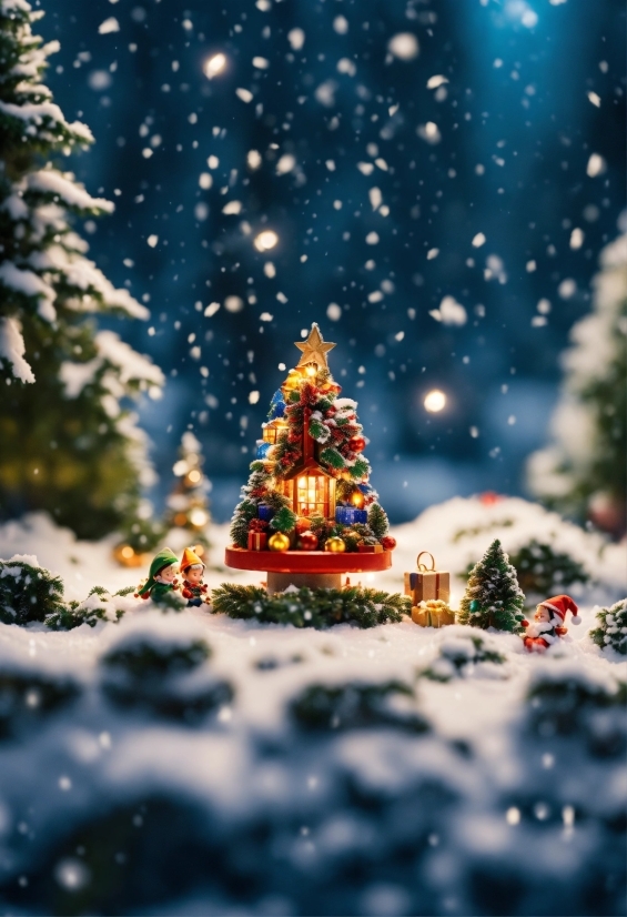 Sky, Window, Christmas Tree, Plant, World, Snow