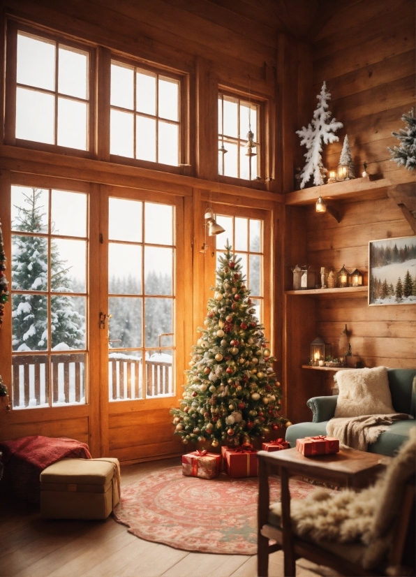 Christmas Tree, Property, Window, Building, Plant, Wood