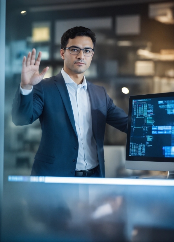 Computer, Dress Shirt, Sleeve, Gadget, Coat, Gesture