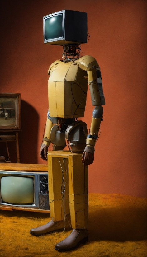 Standing, Television, Toy, Art, Machine, Analog Television