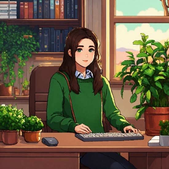 Plant, Green, Houseplant, Flowerpot, Table, Pianist