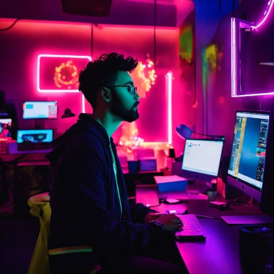 Computer, Personal Computer, Purple, Computer Keyboard, Entertainment, Table