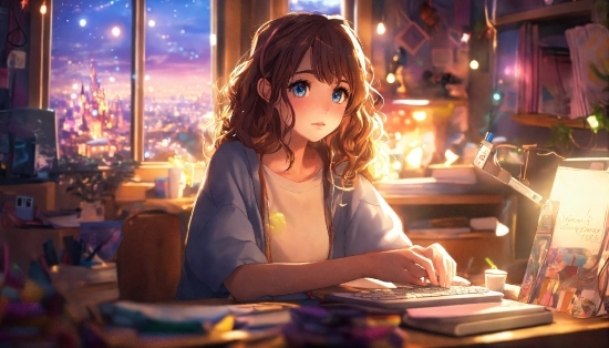 Fun, Table, Cg Artwork, Audio Equipment, Hime Cut, Room