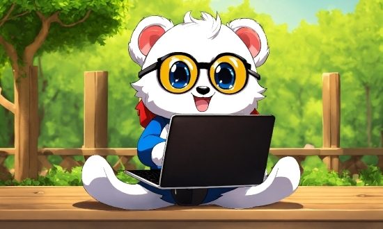 Laptop, Cartoon, Personal Computer, Tableware, Eyewear, Leisure