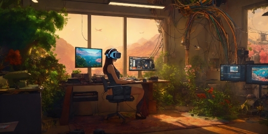 Computer, Plant, Personal Computer, Computer Monitor, Desk, Computer Keyboard