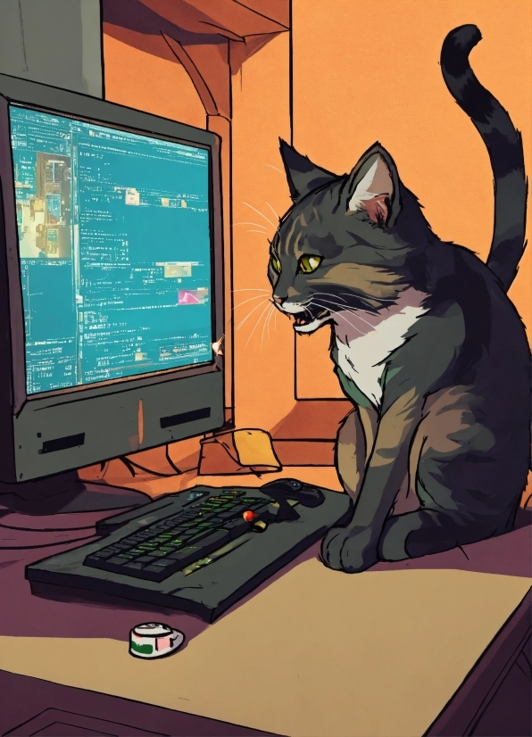 Computer, Personal Computer, Cat, Computer Keyboard, Computer Monitor, Peripheral