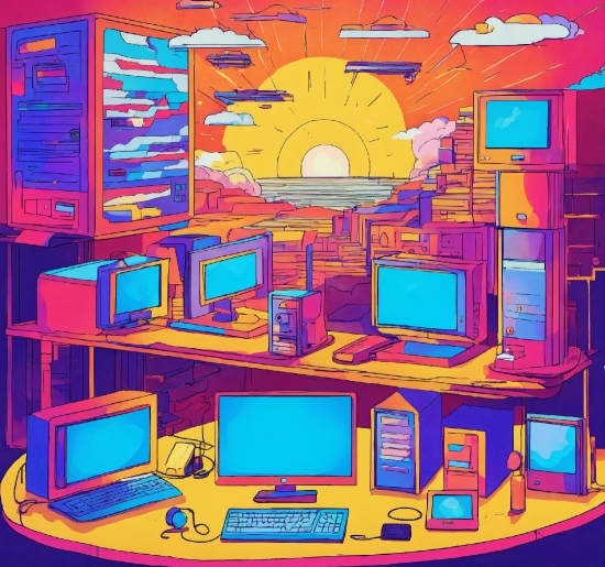 Computer, Personal Computer, Computer Monitor, Purple, Peripheral, Computer Keyboard