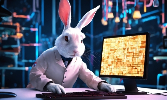 Personal Computer, Computer, Rabbit, Ear, Fawn, Computer Monitor