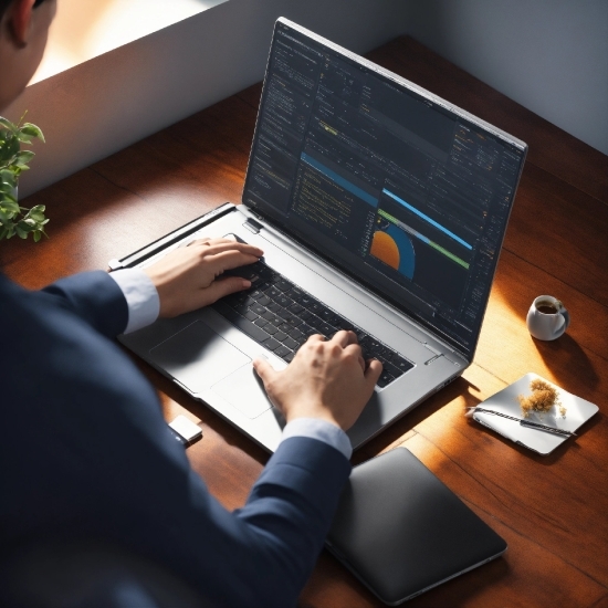 Computer, Table, Hand, Personal Computer, Laptop, Tableware