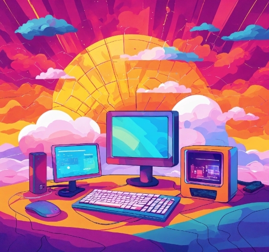 Computer, Table, Personal Computer, Computer Monitor, Computer Keyboard, Peripheral