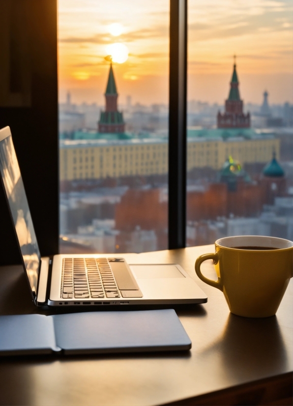 Computer, Table, Personal Computer, Laptop, Tableware, Sky