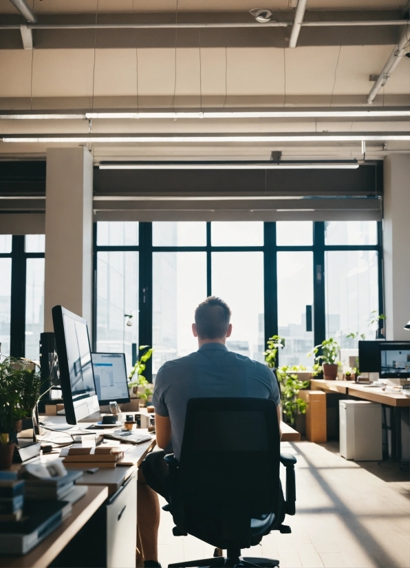 Table, Building, Plant, Window, Chair, Desk