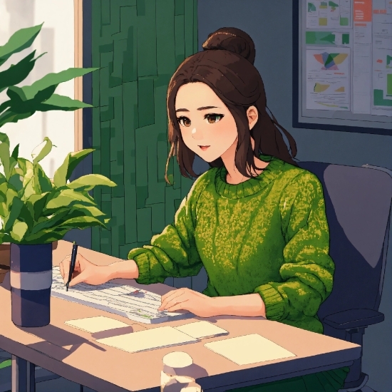 Plant, Table, Cartoon, Desk, Lipstick, Terrestrial Plant