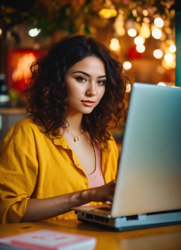 Computer, Laptop, Hairstyle, Personal Computer, Netbook, Fashion