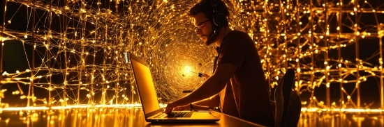 Amber, Laptop, Lighting, Table, Personal Computer, Yellow