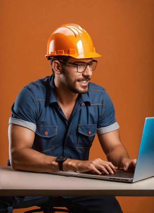 Glasses, Helmet, Laptop, Computer, Hard Hat, Workwear