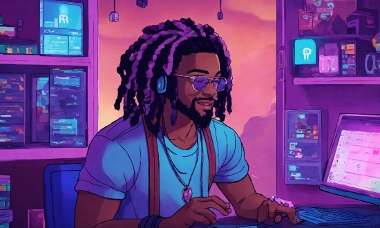 Entertainment, Purple, Audio Equipment, Fun, Dreadlocks, Beard