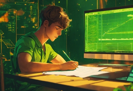 Computer, Personal Computer, Green, Desk, Peripheral, Adaptation