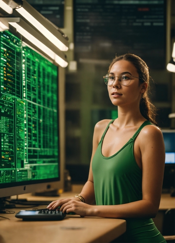 Computer, Personal Computer, Standing, Camisoles, Peripheral, Computer Monitor