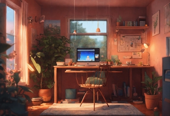 Table, Plant, Furniture, Houseplant, Building, Desk