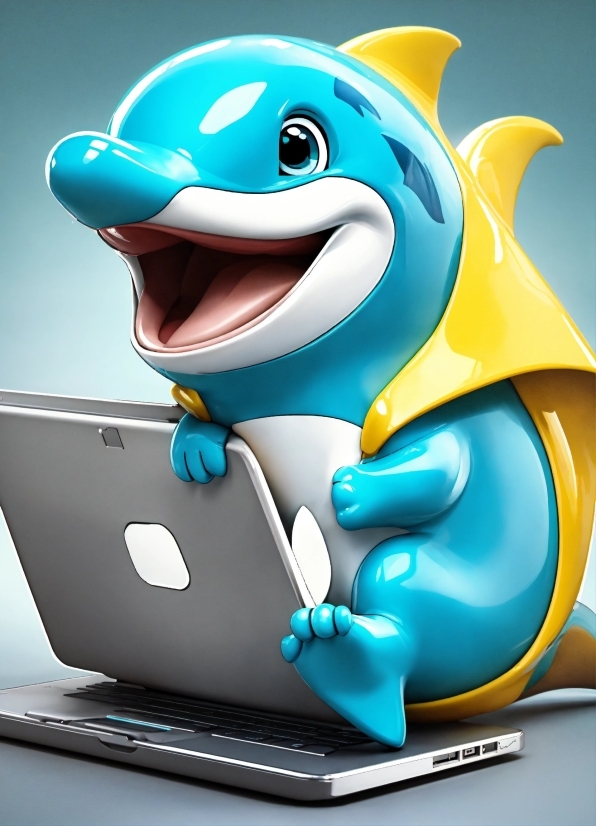 Smile, Blue, Azure, Cartoon, Laptop, Computer