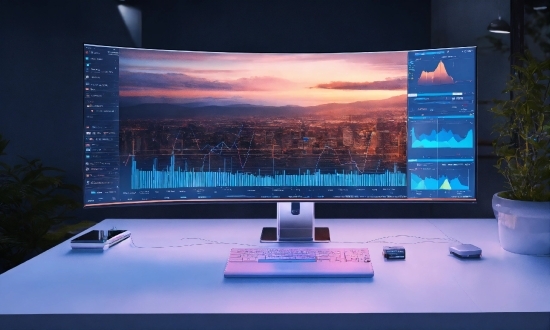 Cloud, Sky, Plant, Furniture, Table, Computer