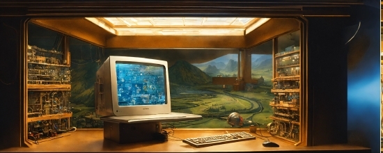 Personal Computer, Computer, Output Device, Computer Monitor, Desk, Natural Landscape