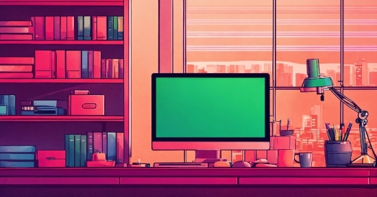 Rectangle, Purple, Orange, Interior Design, Bookcase, Output Device