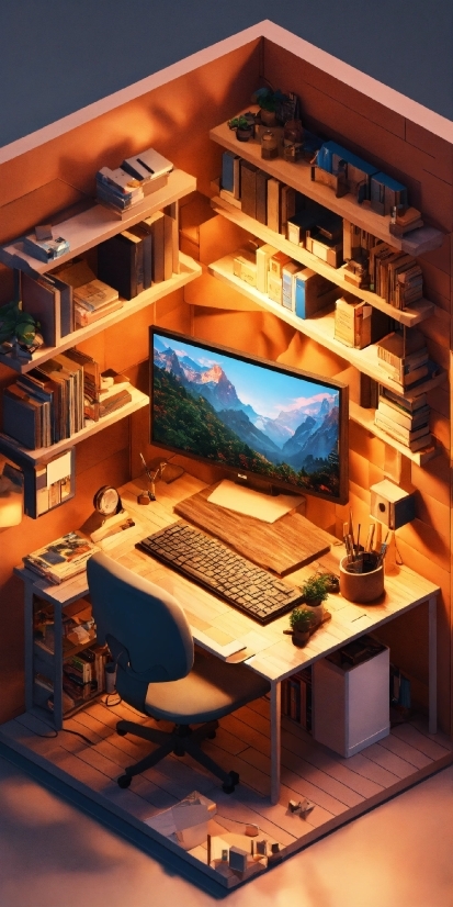 Computer, Personal Computer, Furniture, Computer Monitor, Computer Keyboard, Computer Desk