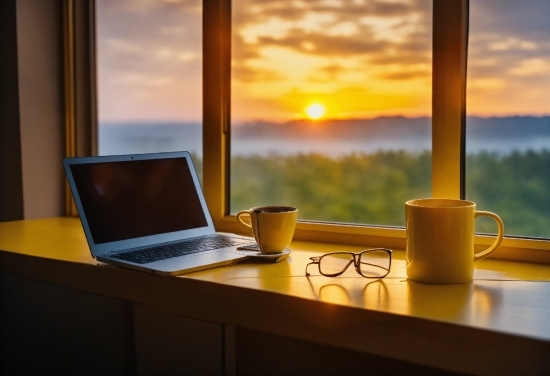 Sky, Cloud, Computer, Tableware, Personal Computer, Table