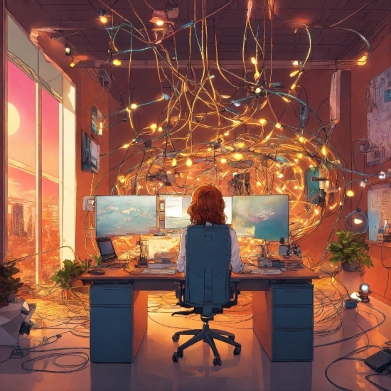 Table, Computer, Furniture, Plant, Personal Computer, Building