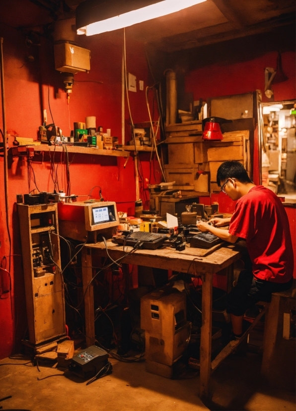 Table, Desk, Wood, Engineering, Electricity, Workbench