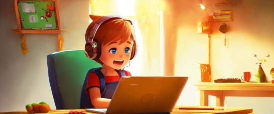 Computer, Laptop, Smile, Personal Computer, Orange, Table